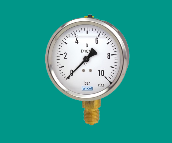 WIKA | 213.53 Case Filling Bourdon Tube Pressure Gauge, Copper Alloy Stainless Steel